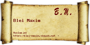 Blei Maxim névjegykártya
